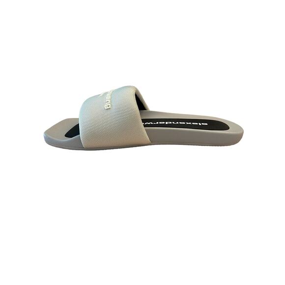 Alexander Wang Logo Designer Pool Slide Sandals Square Toe Pale Mint Size 37 - Picture 10 of 15